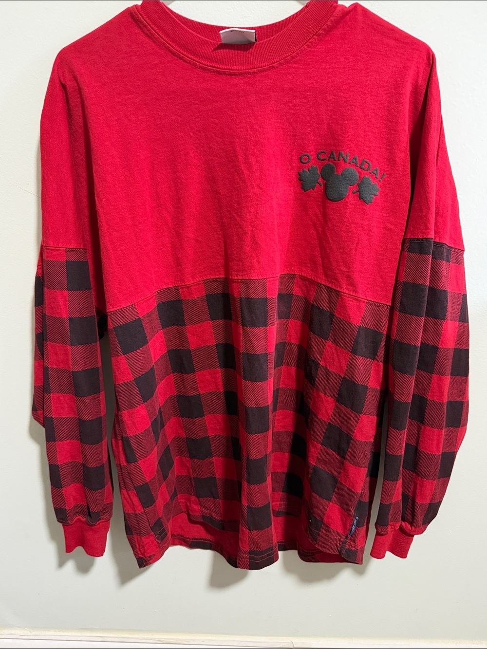 Disney Parks Epcot Canada Plaid Print Spirit Jersey Size XS